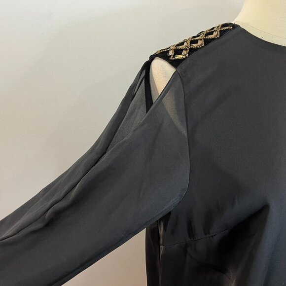 MERCER & MADISON Women's Black Embellished Open Shoulder Blouse - Size Large NWT - Picture 3 of 4